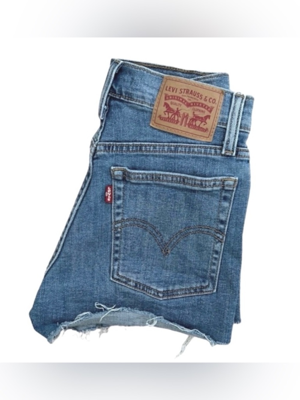 Levi's Cutoff Denim Shorts High Rise Distressed Size 24
